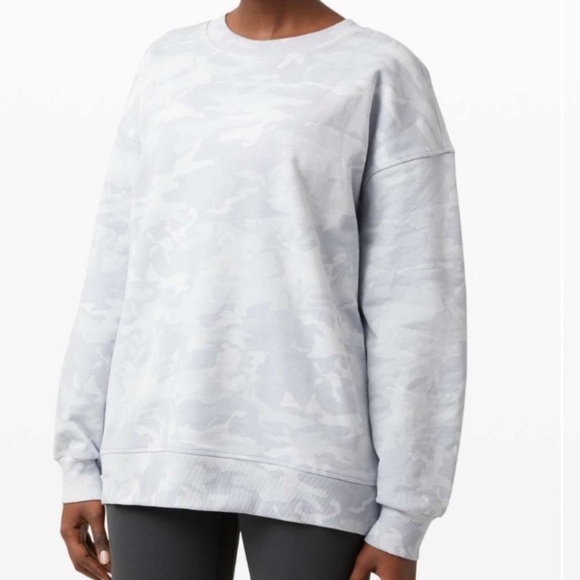 Lululemon Perfectly Oversized Crew Incognito Camo Alpine White Size 12 - Picture 1 of 6
